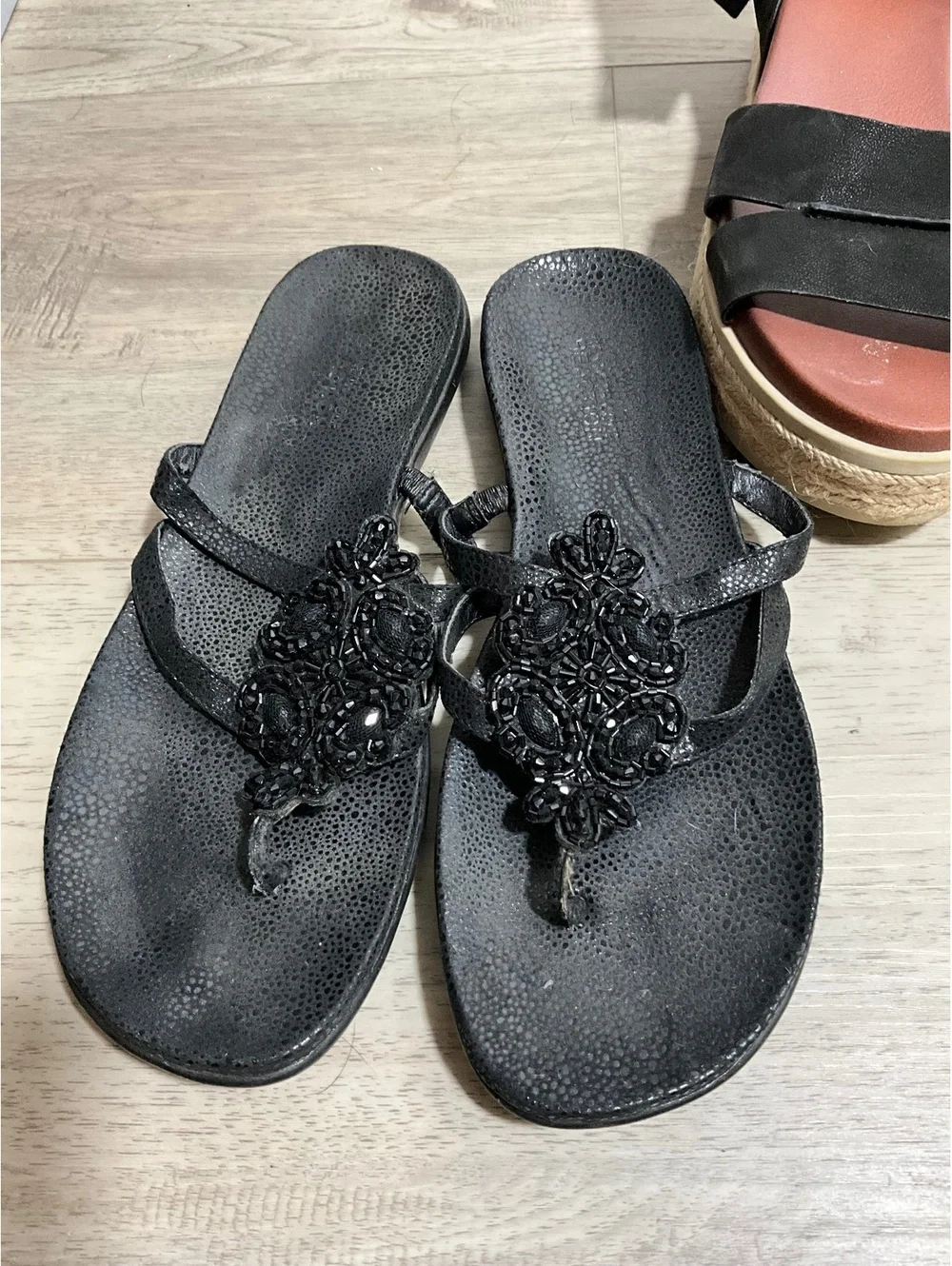MIA Black Strappy Wedge Sandals Size 9 1/2